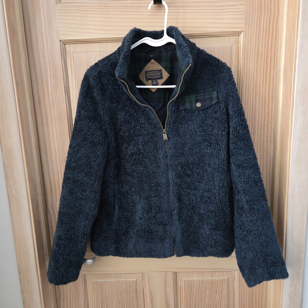 Women's Pendleton Navy Blue Sherpa Zip Jacket Medium